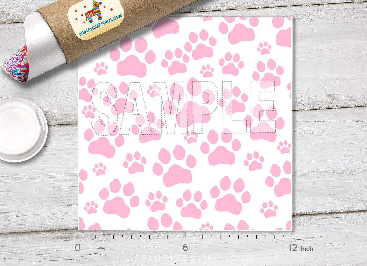 Pink Paw Print Pattern HTV 1703