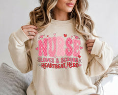 Nurse Loves & Scrubs Heartbeat Hero DTF Transfer, Ready to Press DTF650