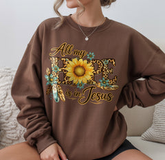 All My Hope Is In Jesus Sunflower Leopard DTF Transfer, Ready to Press DTF679
