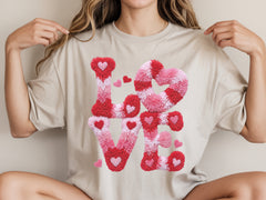 LOVE Hearts Chenille Texture DTF Transfer, Ready to Press DTF666