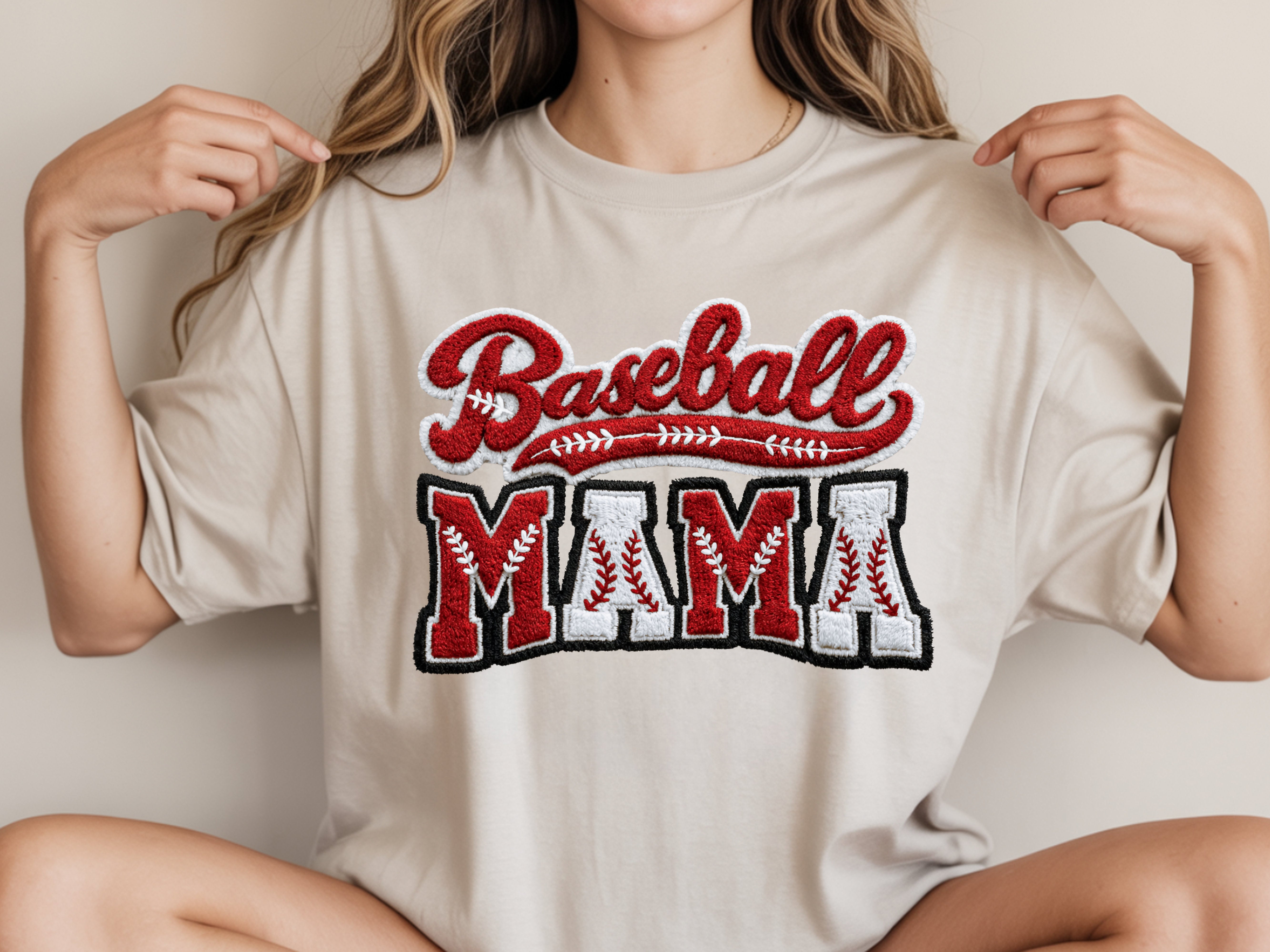 Baseball Mama Chenille Texture DTF Transfer, Ready to Press DTF677