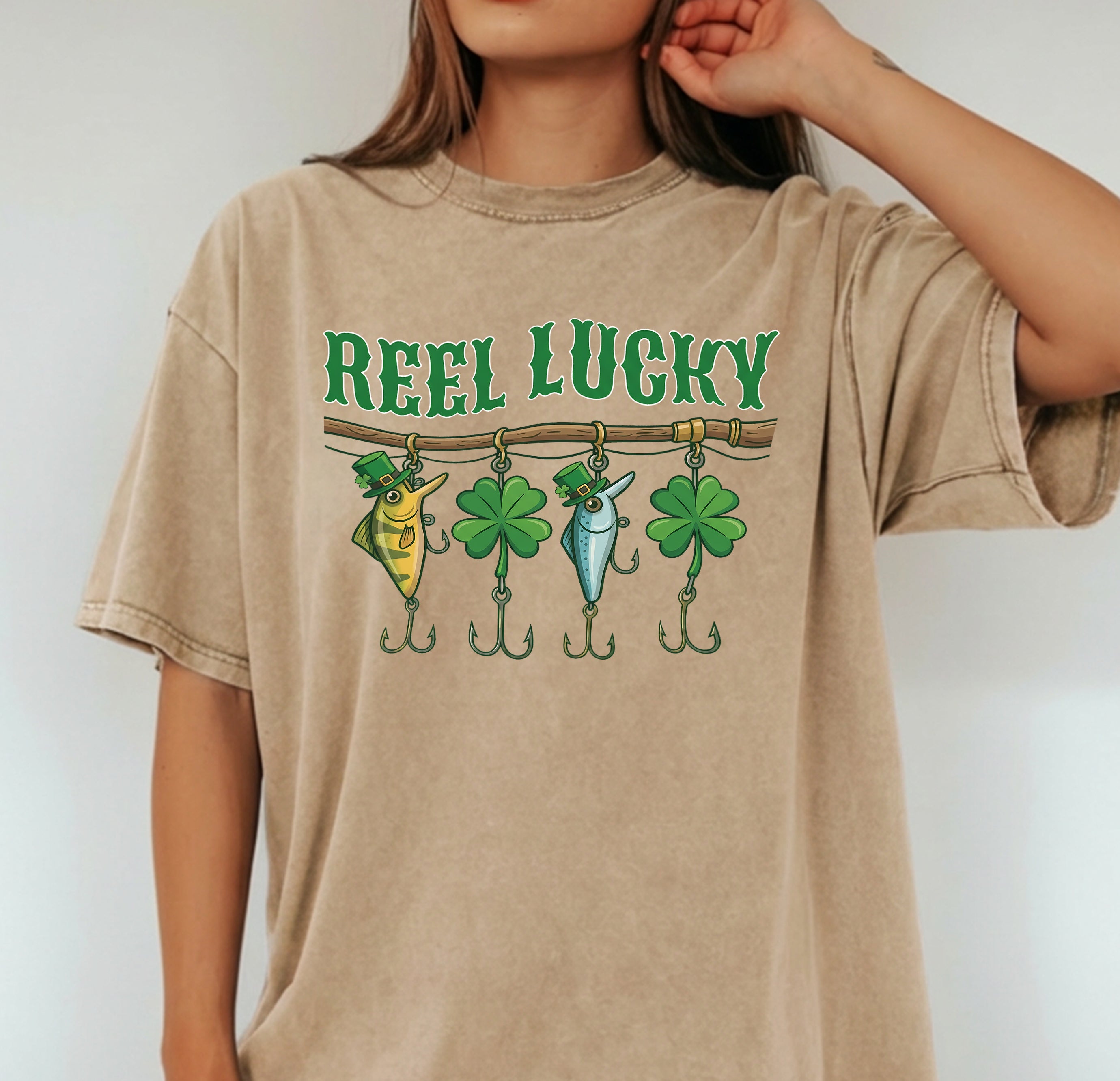 Reel Lucky Fishing St. Patrick's Day DTF Transfer, Ready to Press DTF659