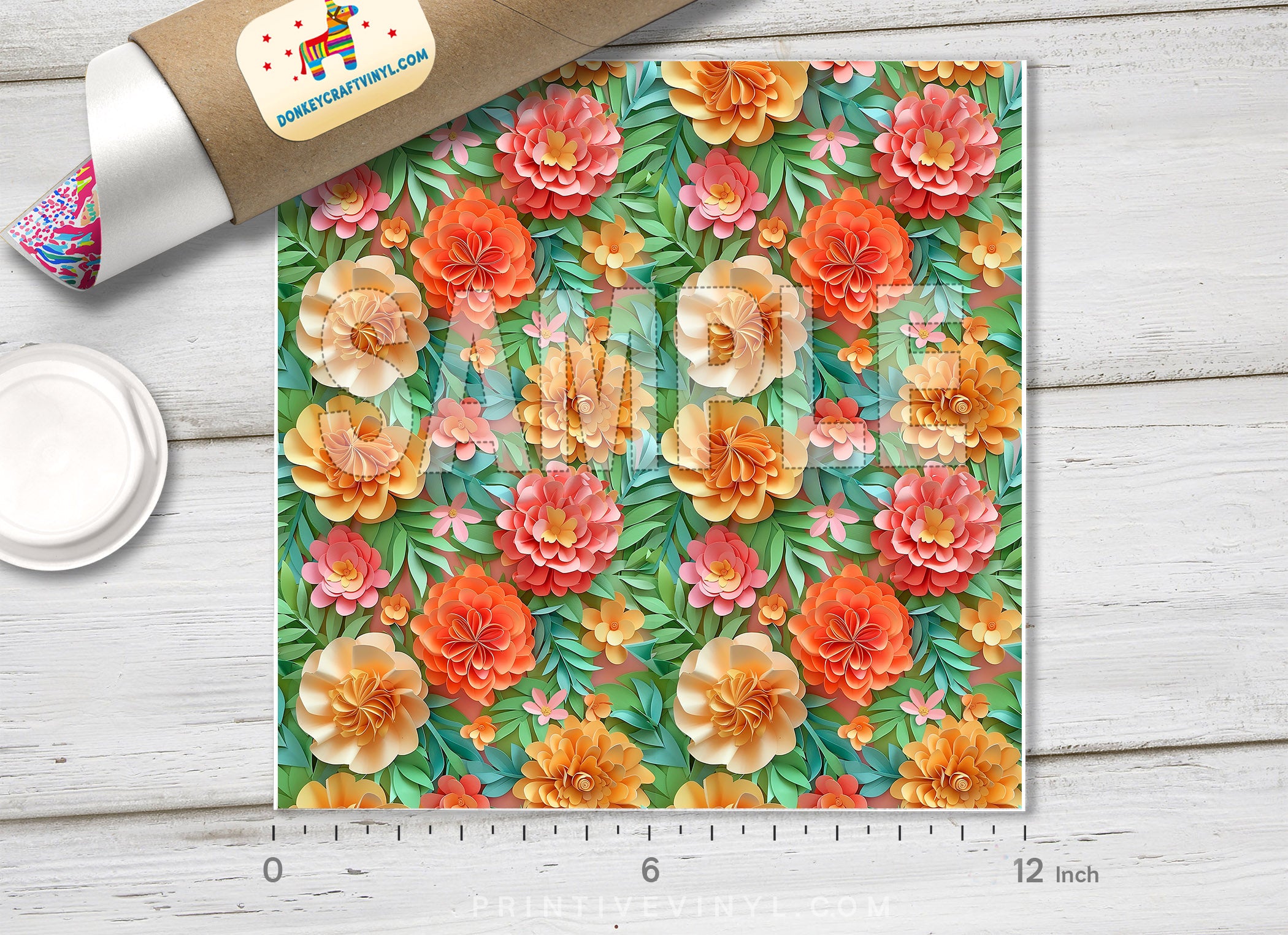 Paper Art Floral Adhesive Vinyl 1685