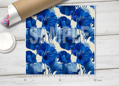 Midnight Blue Botanical Floral Pattern Adhesive Vinyl 1738