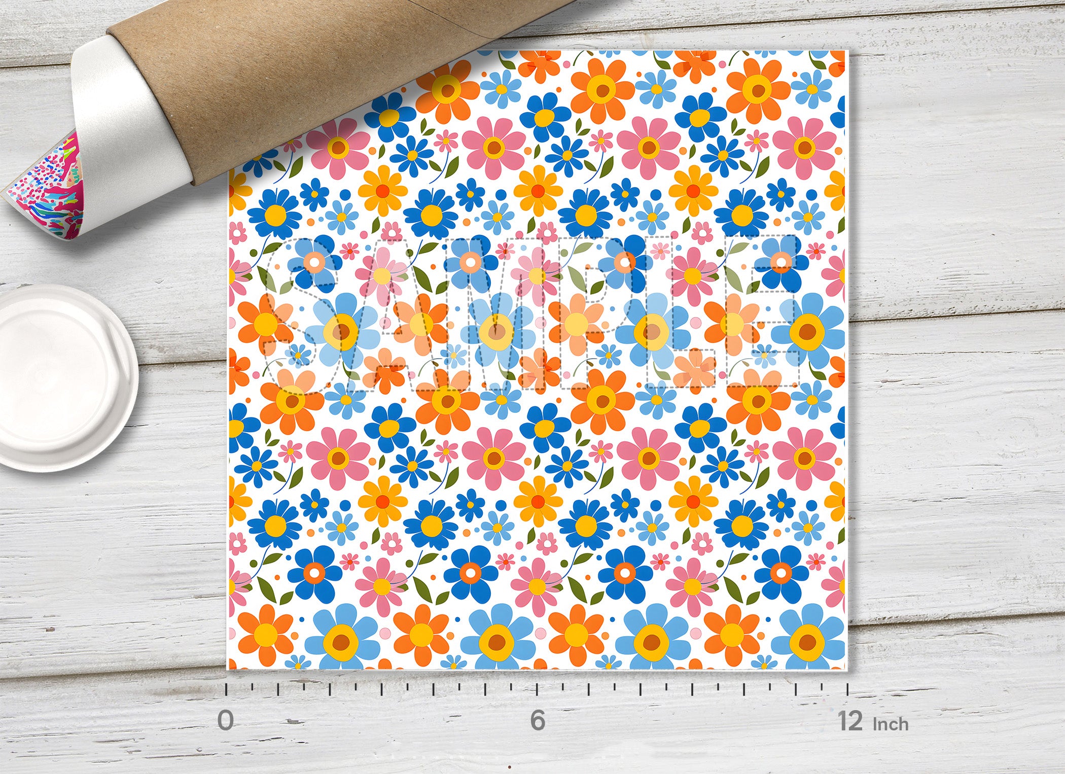 Whimsical Hearts and Flowers Adhesive Vinyl 1706