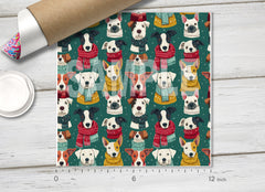 Winter Dogs in Scarves Pattern Adhesive Vinyl 1745