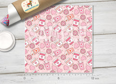 Cute Pink Coffee and Donut Adhesive Vinyl 1646