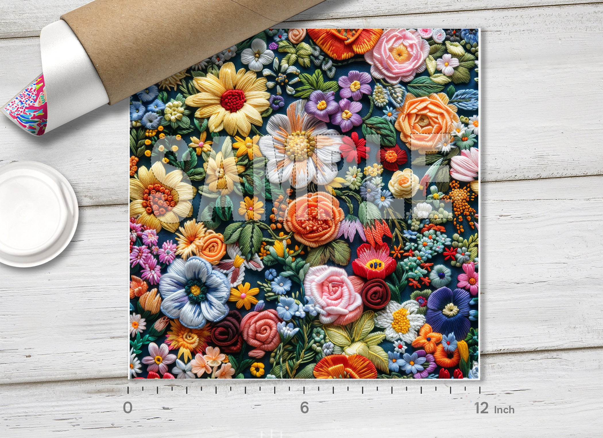 Embroidered Flowers Pattern HTV 1675