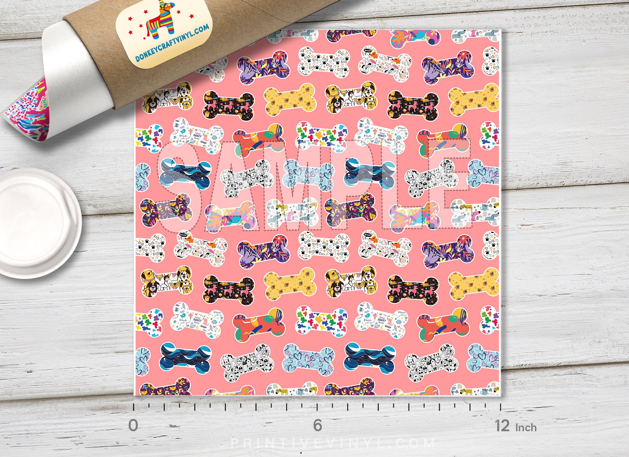 Dog Bones Pattern Adhesive Vinyl 1660 - Donkey Craft Vinyl