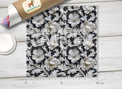 Elegant White Floral Carving Adhesive Vinyl 1684