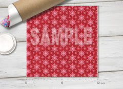 Red Linen Snowflake Pattern HTV 1517