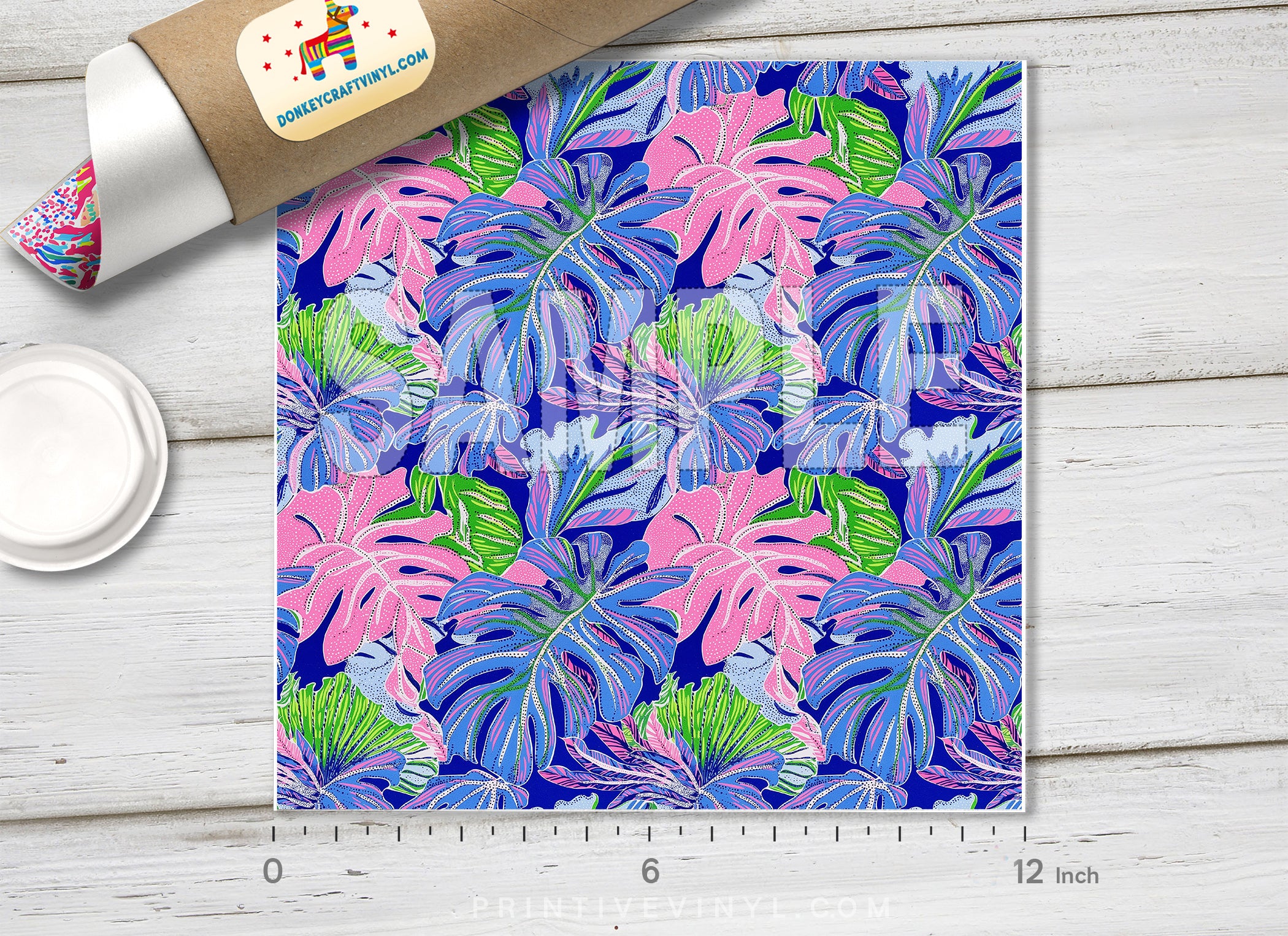 Preppy Tropical Leaf Lilly Inspired Floral Patterned HTV L157 - Donkey Craft Vinyl