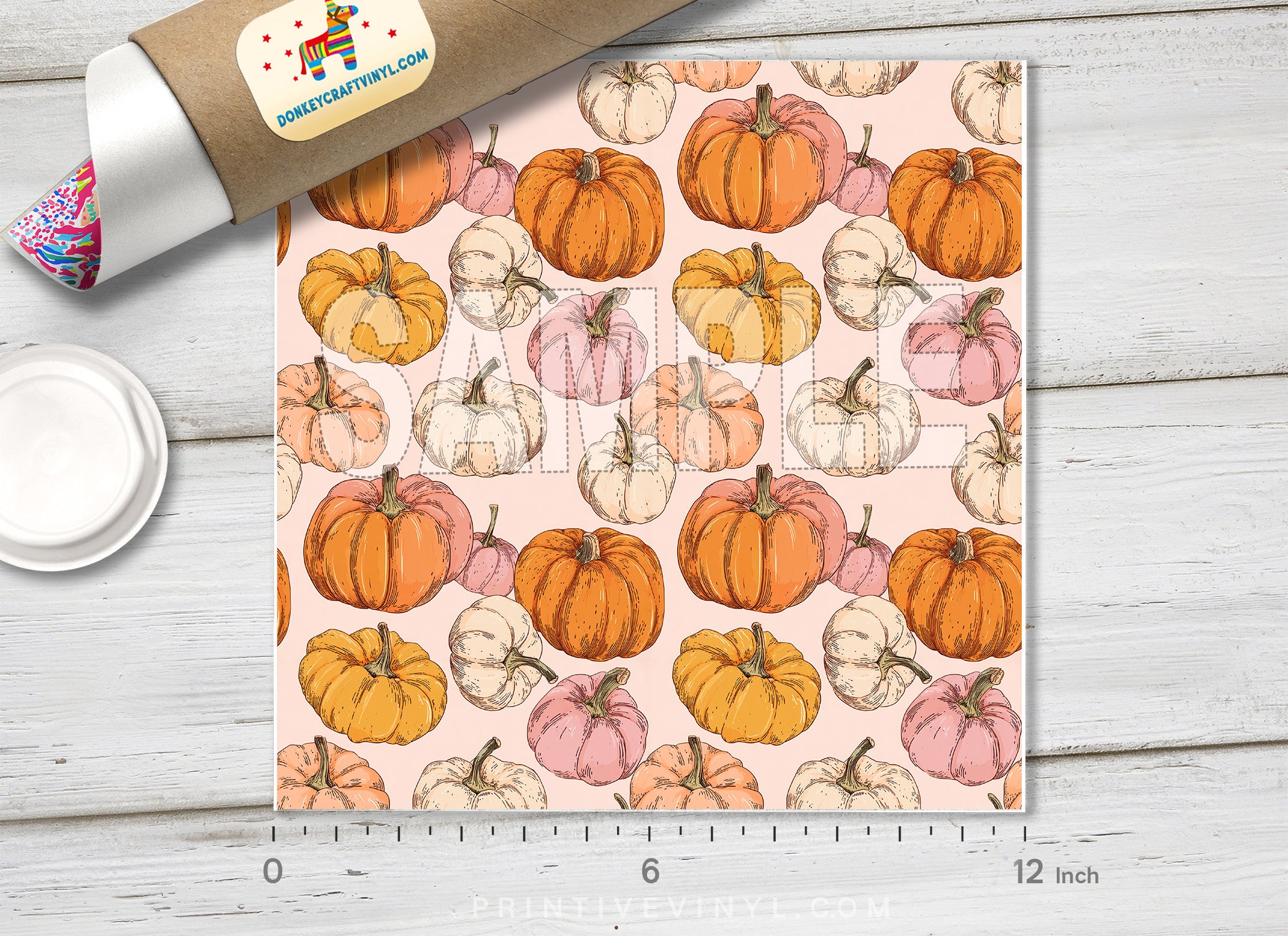 Pastel Autumn Pumpkins Adhesive Vinyl 1736
