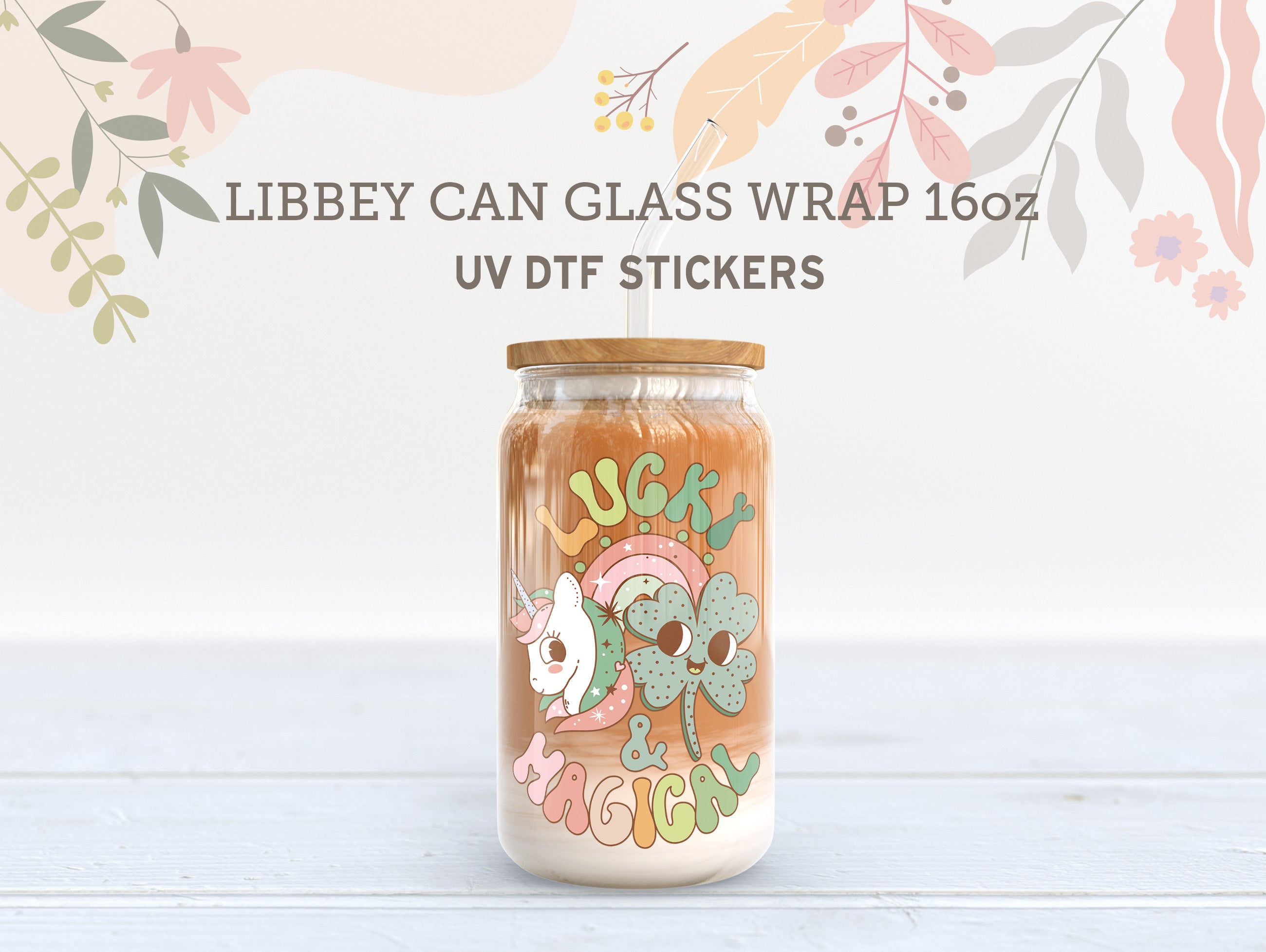St. Patrick’s Day UV DTF Wrap | Lucky Vibes Glass Sticker UV090