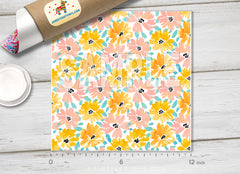 Yellow and Pink Floral HTV 1659 - Donkey Craft Vinyl