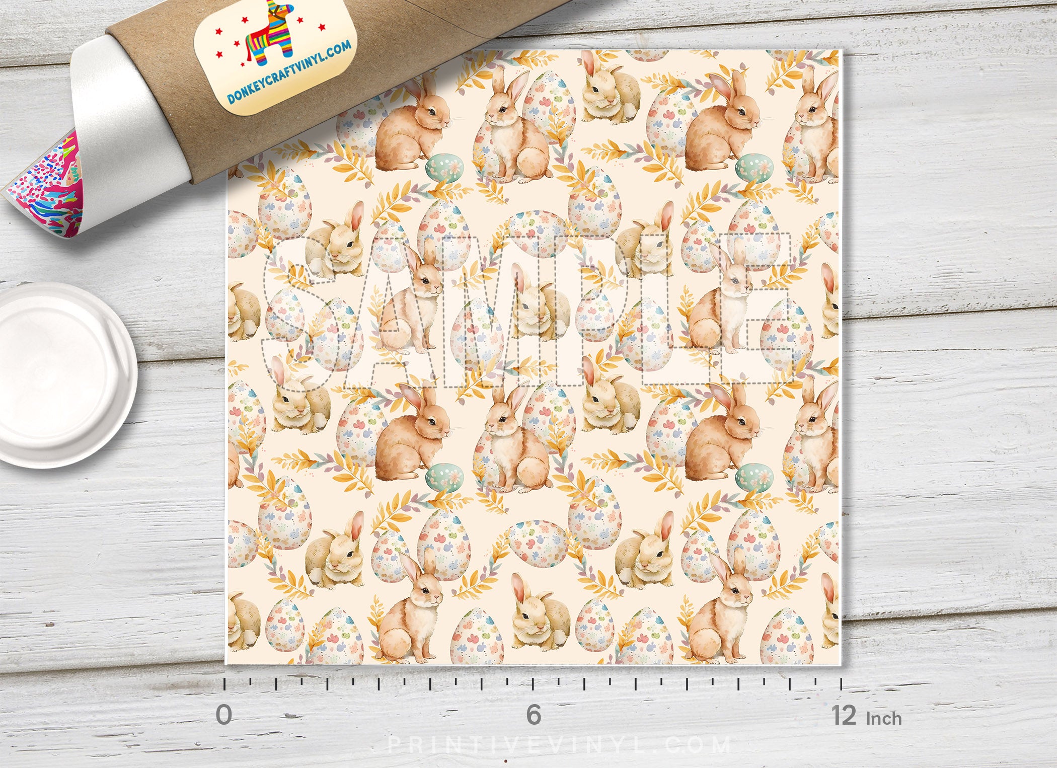 Easter Bunny & Eggs Adhesive Vinyl 1657 - Donkey Craft Vinyl