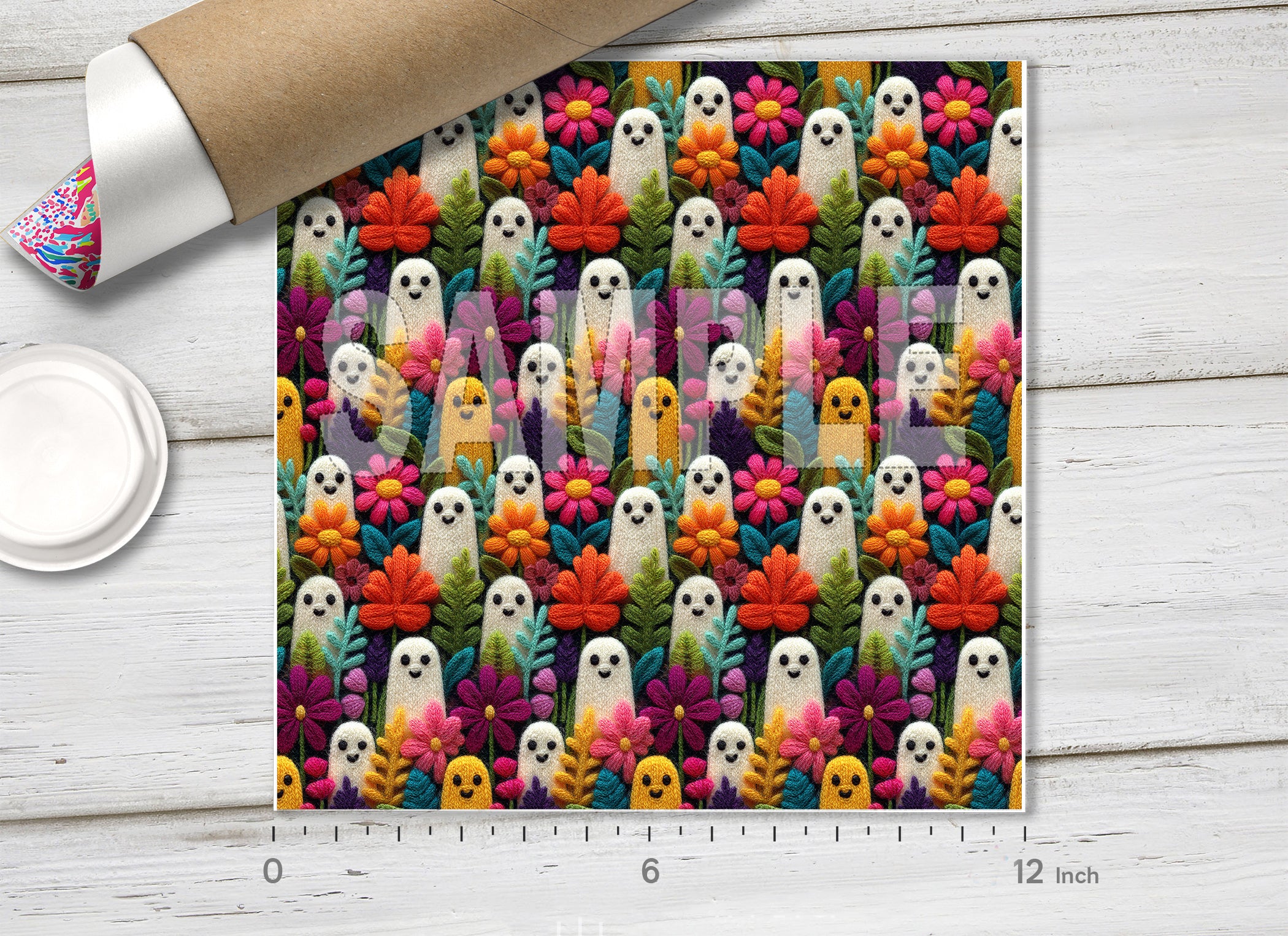 Floral Ghost Knitted Adhesive Vinyl 1724