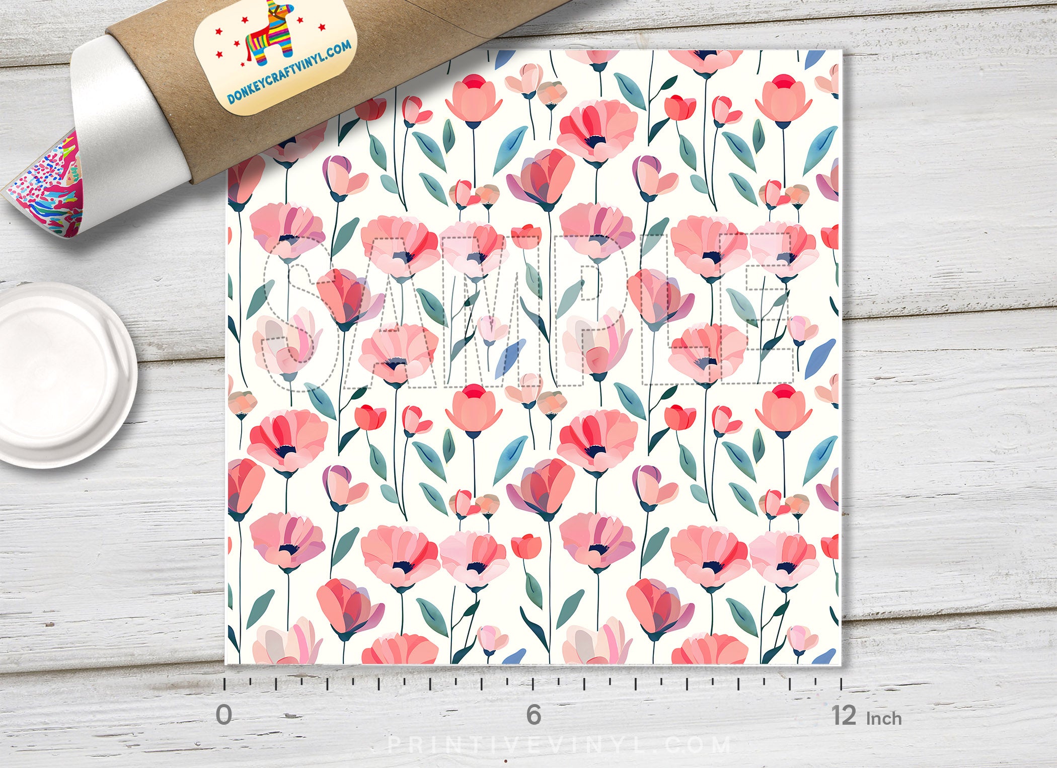 Pink Floral Garden Adhesive Vinyl 1683