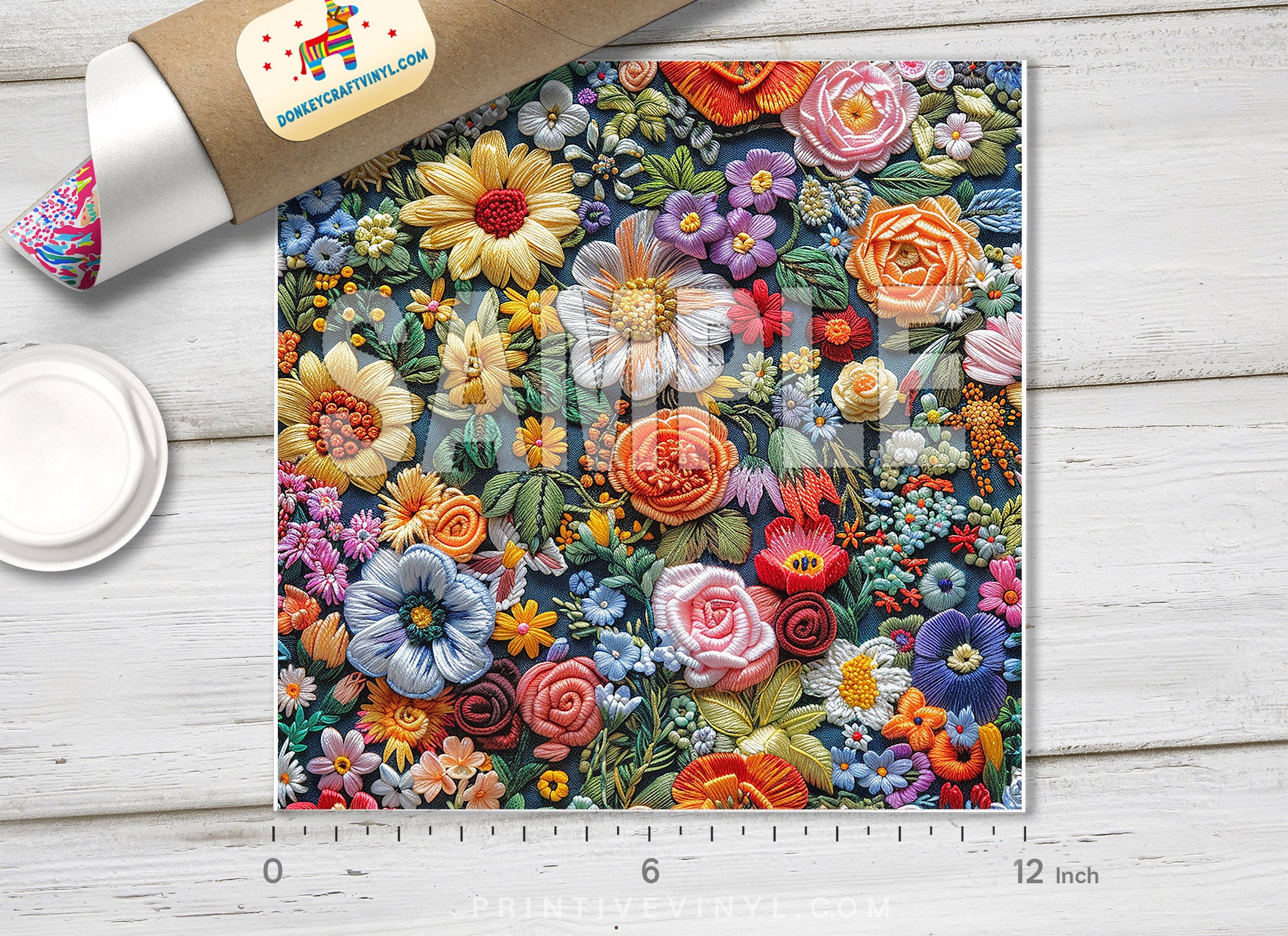 Embroidered Flowers Pattern HTV 1676
