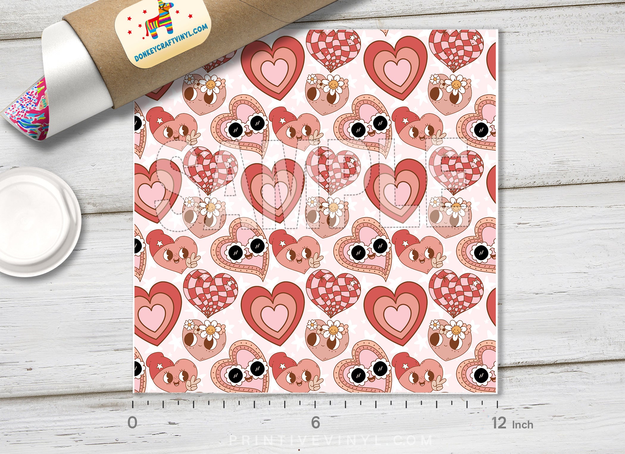 Groovy Pink Heart Adhesive Vinyl 1647