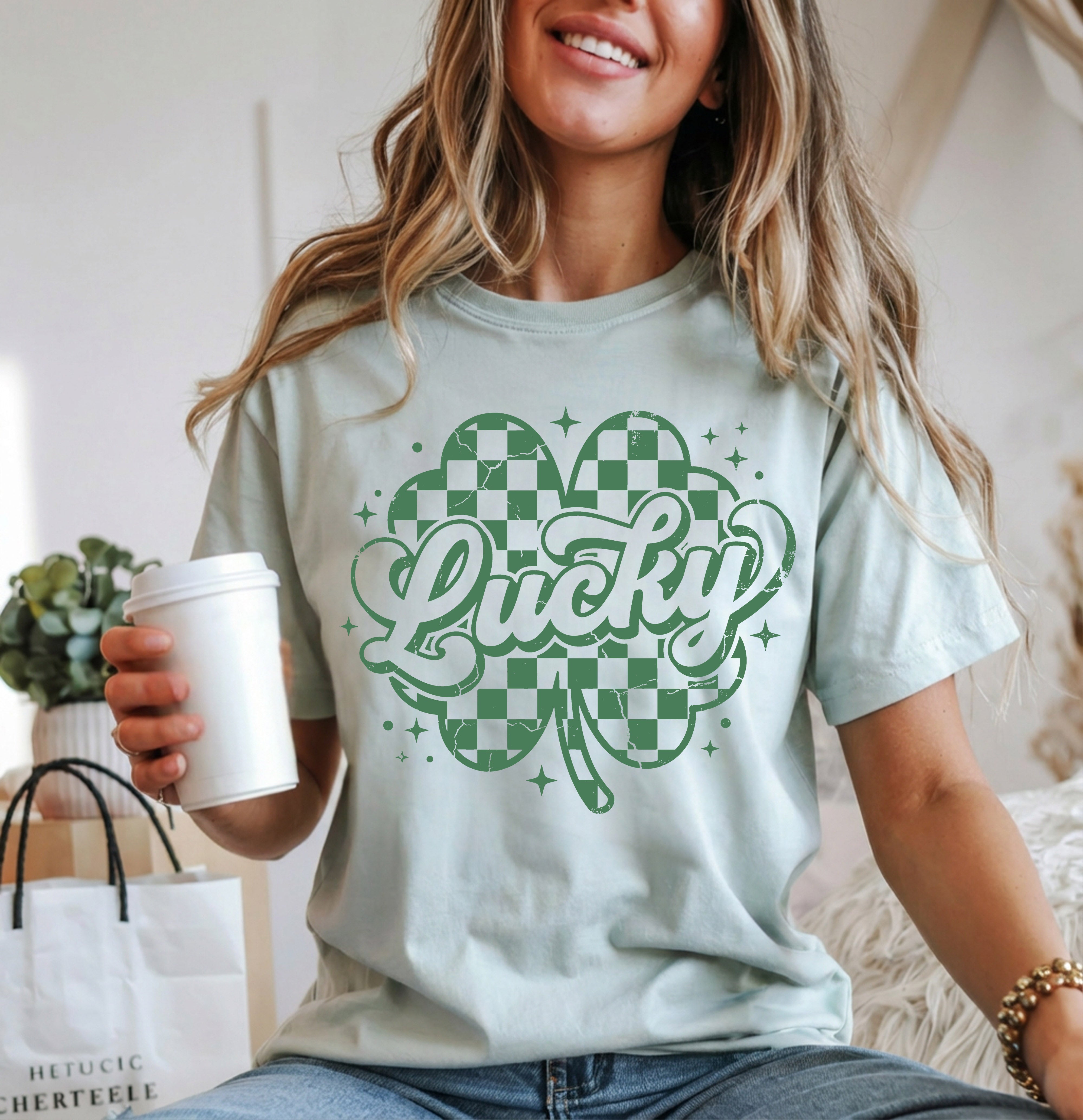 Lucky Shamrock Checker DTF Transfer, Ready to Press DTF656