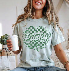 Lucky Shamrock Checker DTF Transfer, Ready to Press DTF656
