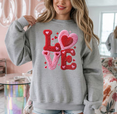 LOVE Hearts Chenille Texture DTF Transfer, Ready to Press DTF646