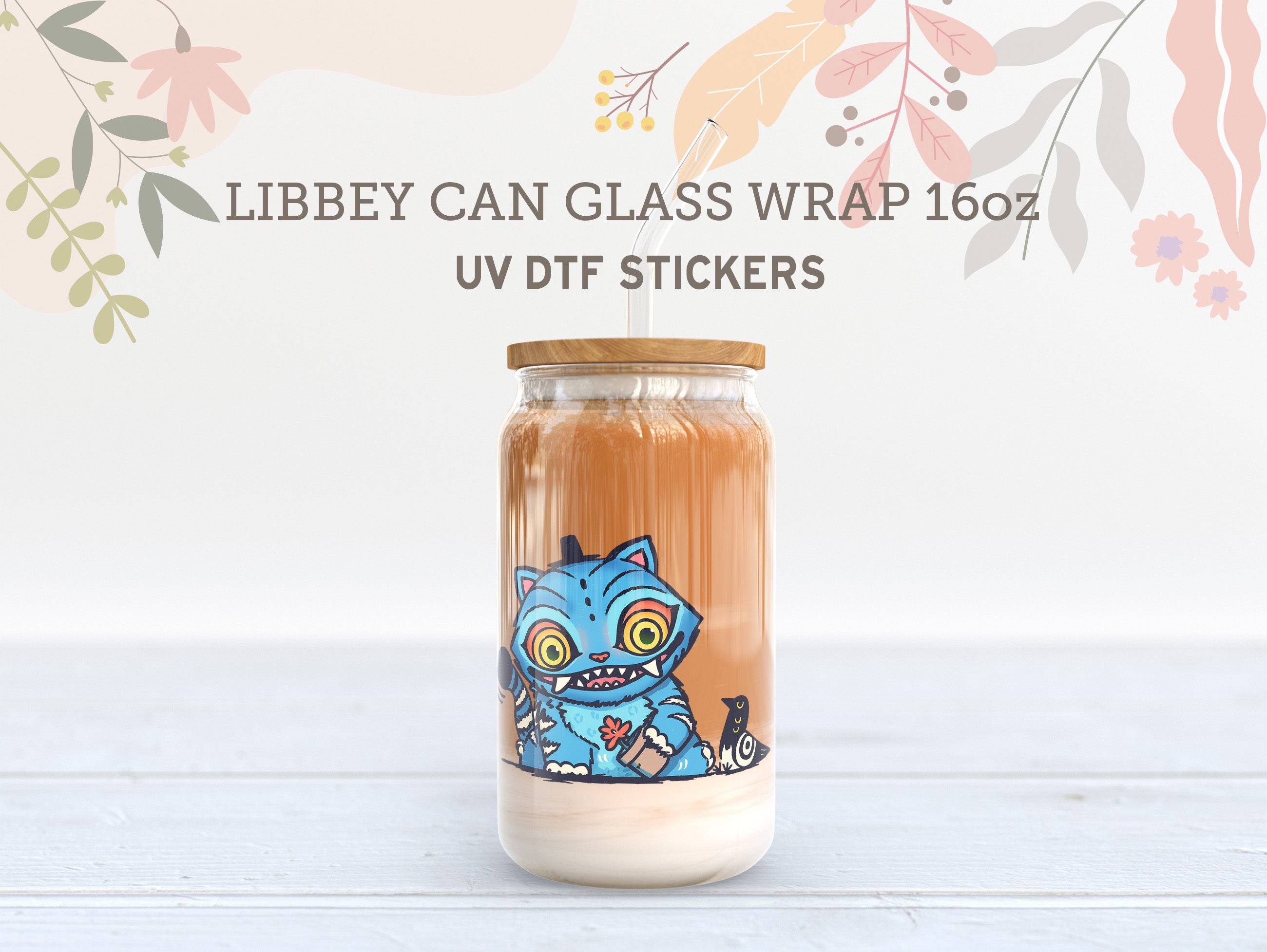 Kpop Demon hunters Derpy UV DTF Wrap for 16oz Libbey Glass | Cute Pumpkin UV144
