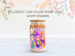 Kpop Demon Hunters Huntrix  Libbey Glass Wrap | 16oz UV DTF Cup Sticker UV162