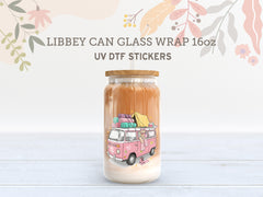 Pink Glamp Van UV DTF Wrap for 16oz Libbey Glass | Vibe Camper Design UV136