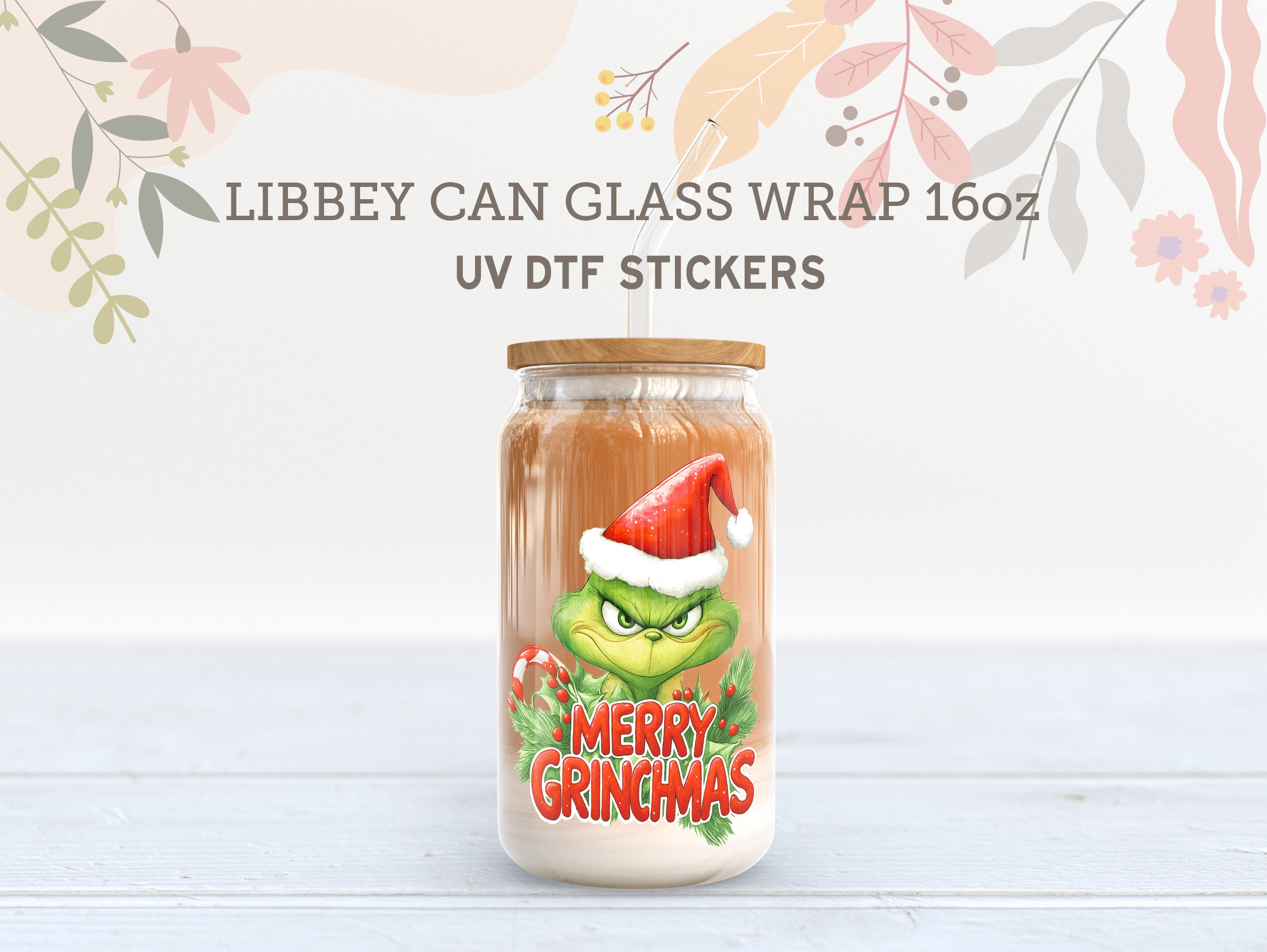 Grinch Inspired “Merry Grinchmas” UV DTF Wrap for 16oz Libbey Glass UV194