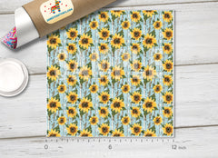 Sunflower Rustic Blue Wood HTV 1702