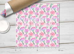 Pink Watercolor Carnation Floral Adhesive Vinyl 1733