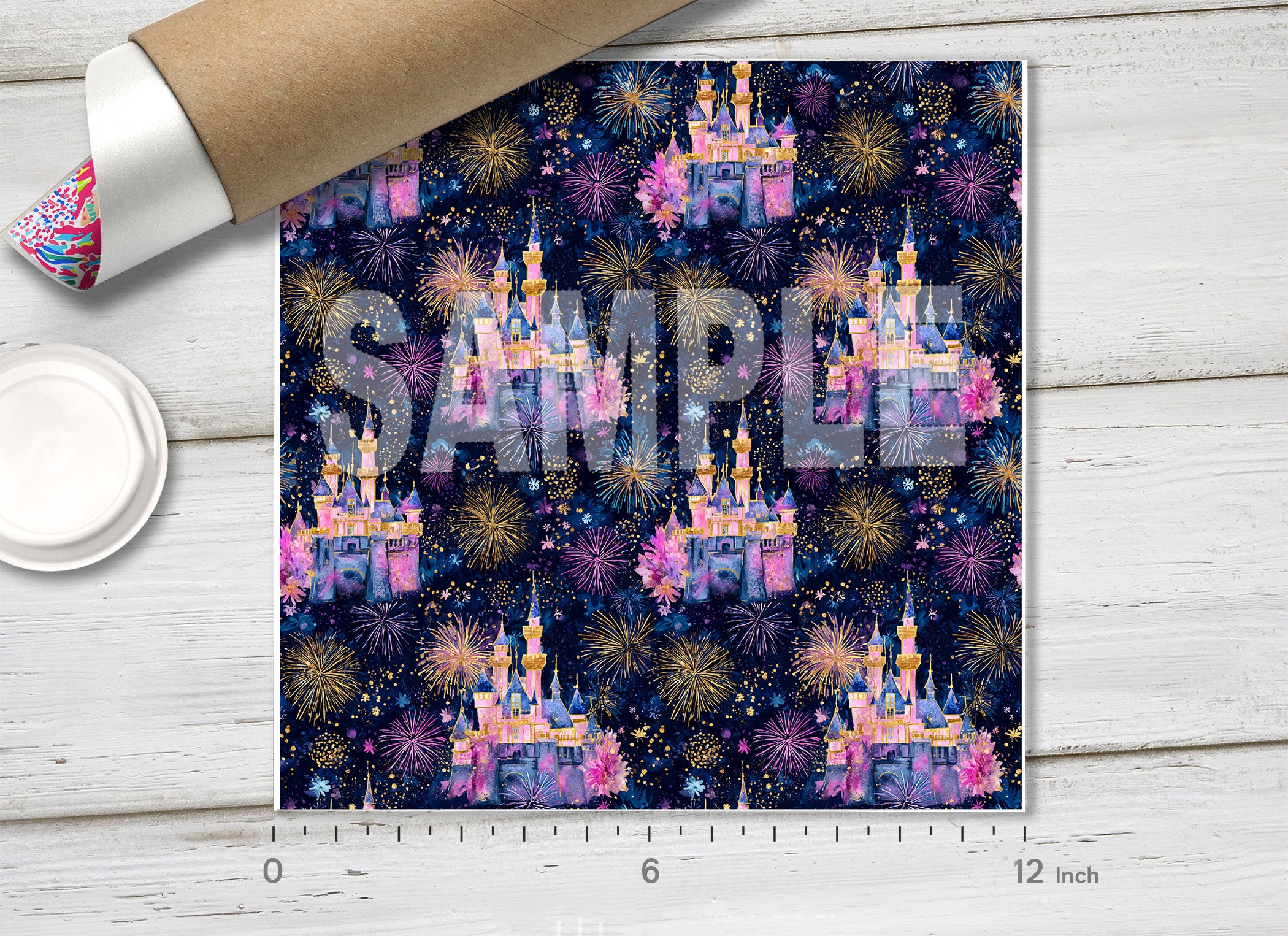 Magical Castle Fireworks Pattern Adhesive Vinyl 1744