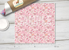Cute Pink Coffee and Donut Adhesive Vinyl 1646