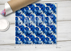 Midnight Blue Botanical Floral Pattern Adhesive Vinyl 1738
