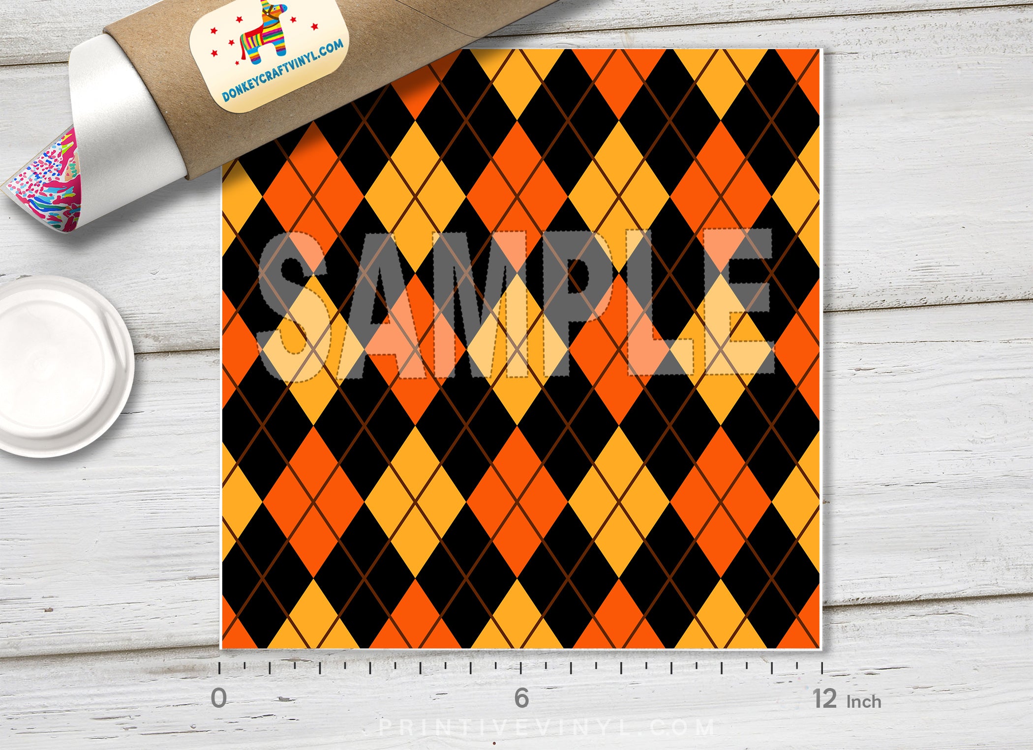 Halloween Argyle Patterned Adhesive Vinyl H033