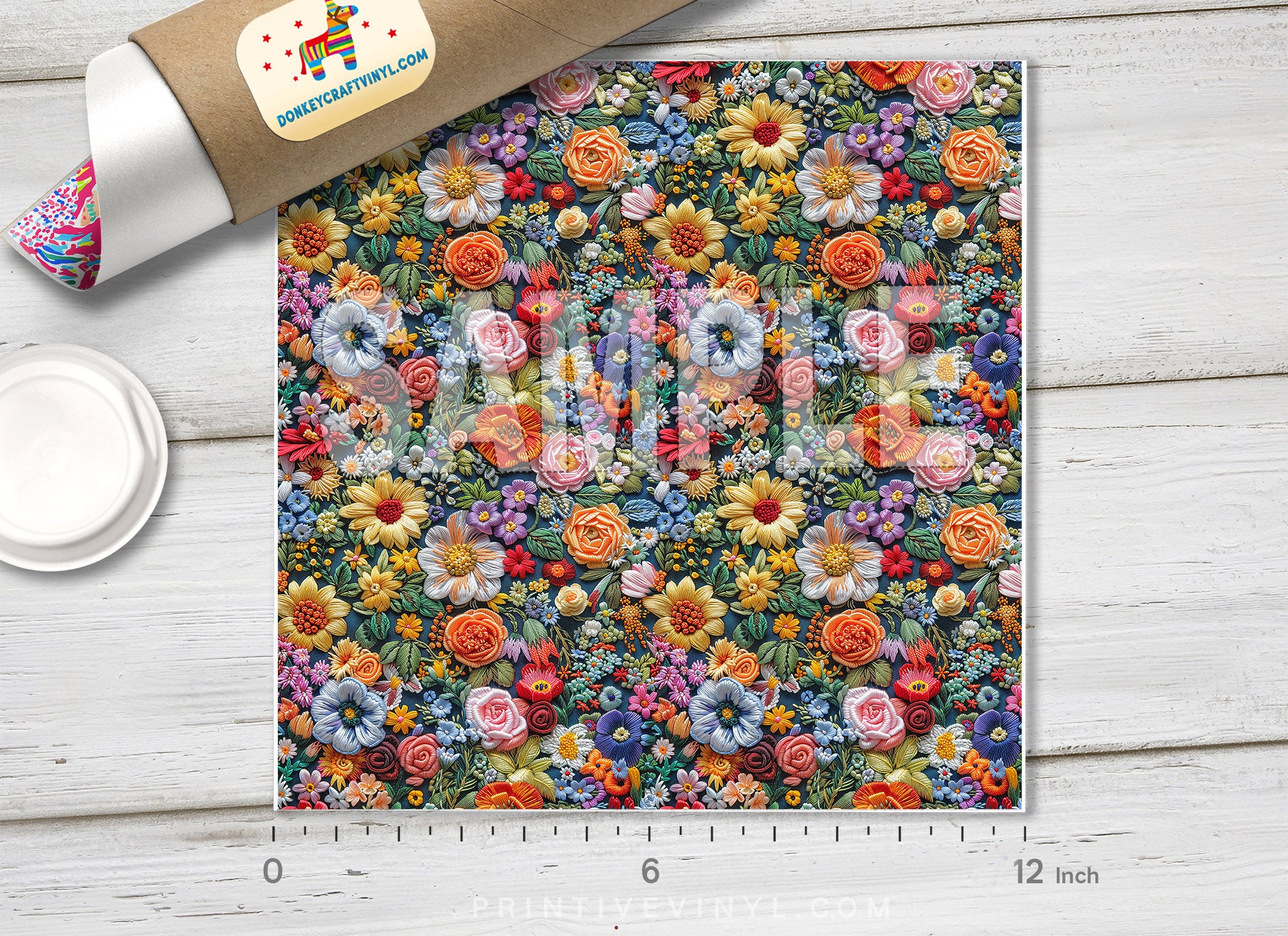 Embroidered Flowers Pattern HTV 1676