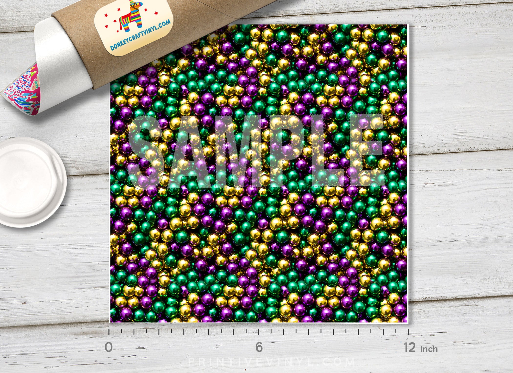 Mardi Gras Metallic Beads HTV 1649