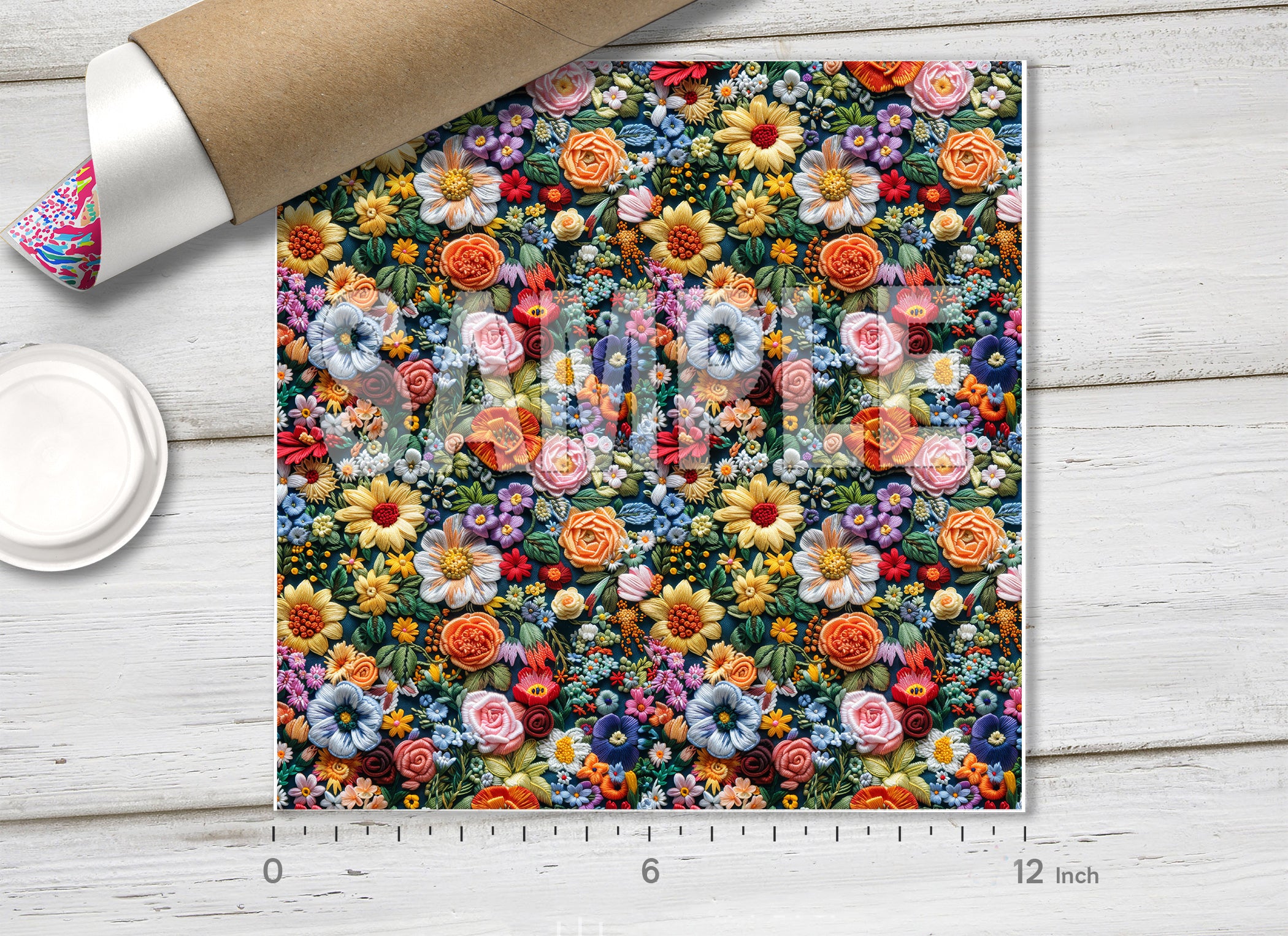 Embroidered Flowers Pattern HTV 1675