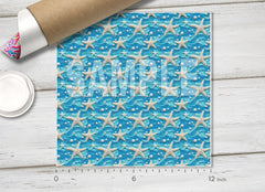 Starfish and Pearls Blue Ocean Waves Adhesive Vinyl 1734