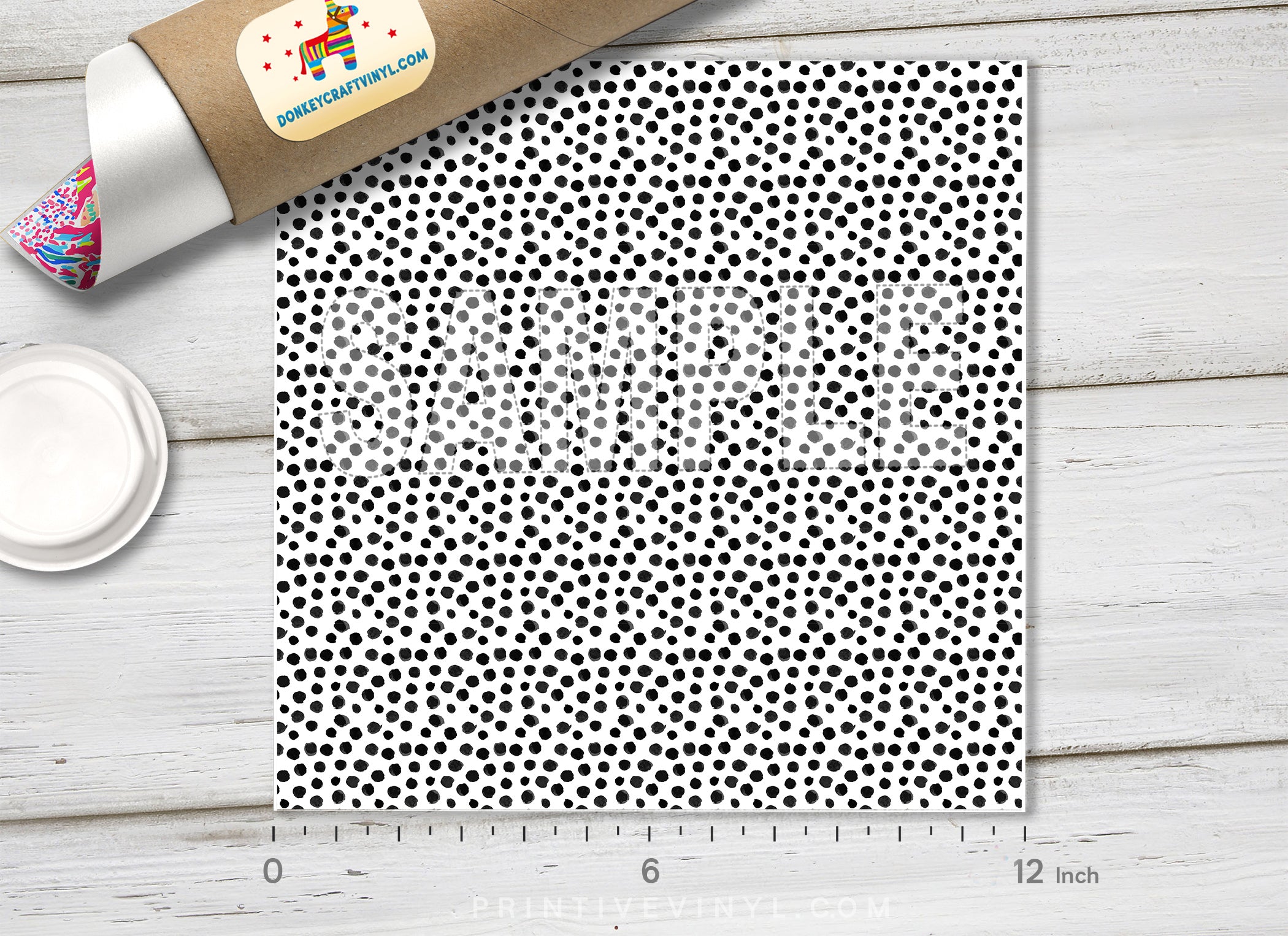 Black and Gold Glitter Polka Dot Adhesive Vinyl 1510