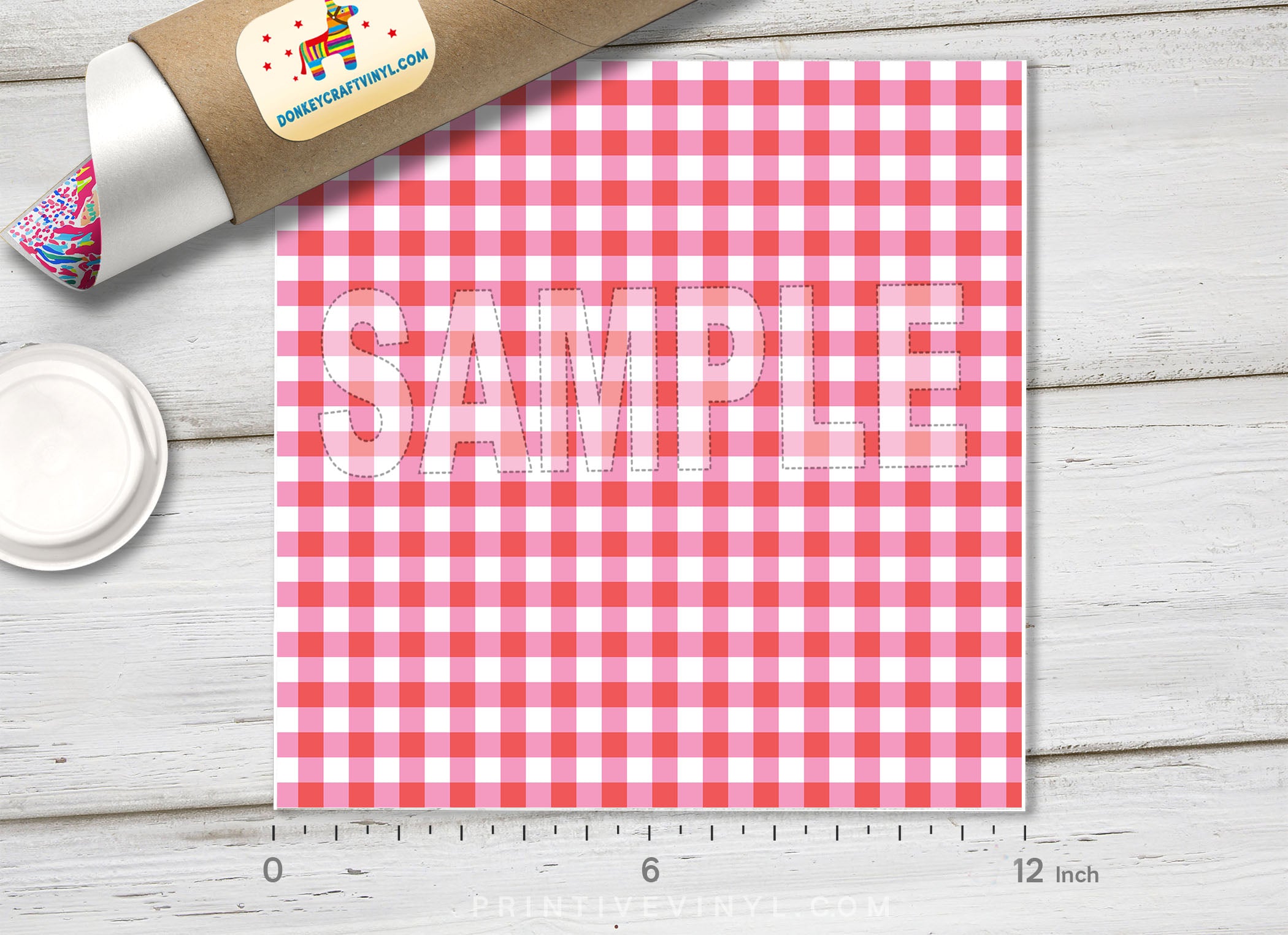 Pink Gingham Checkered HTV 1652 - Donkey Craft Vinyl