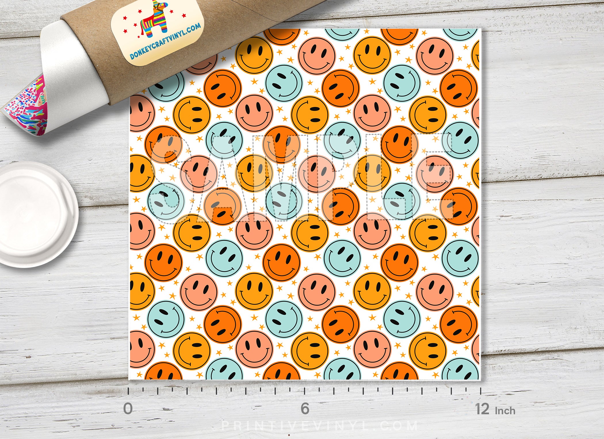 Groovy Smiley Face Adhesive Vinyl 1593