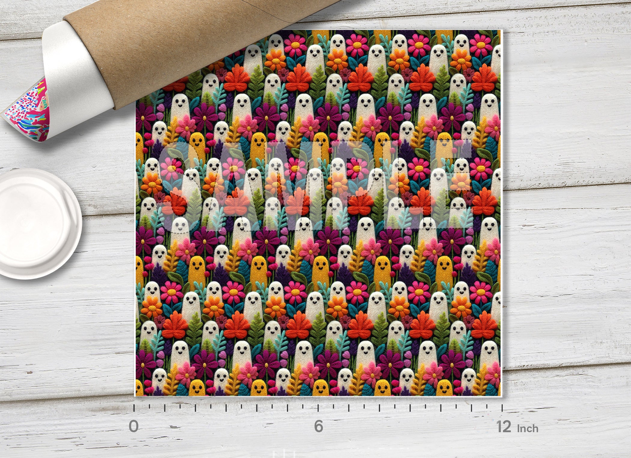 Floral Ghost Knitted Adhesive Vinyl 1724