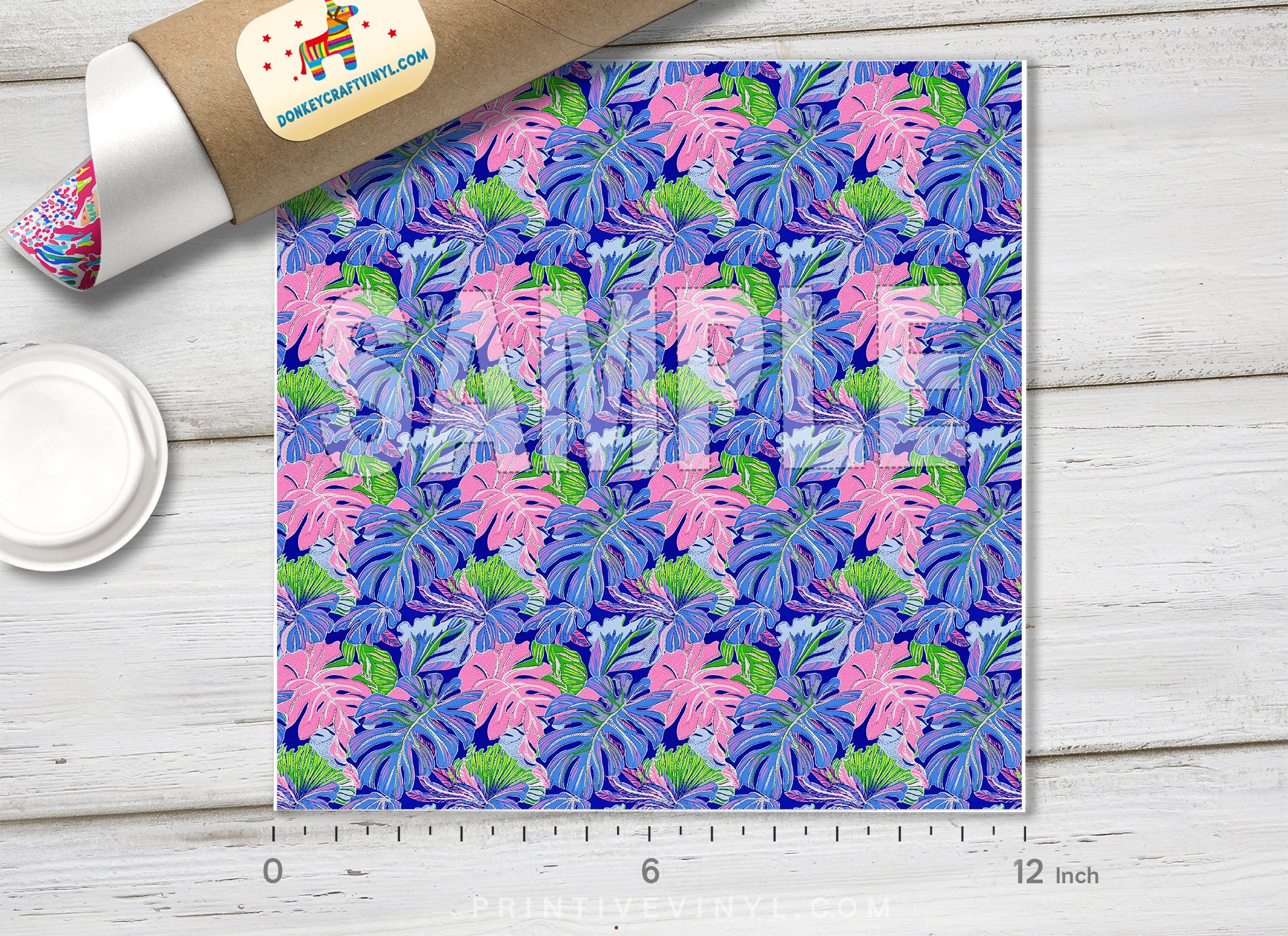 Preppy Tropical Leaf Lilly Inspired Floral Patterned HTV L157 - Donkey Craft Vinyl