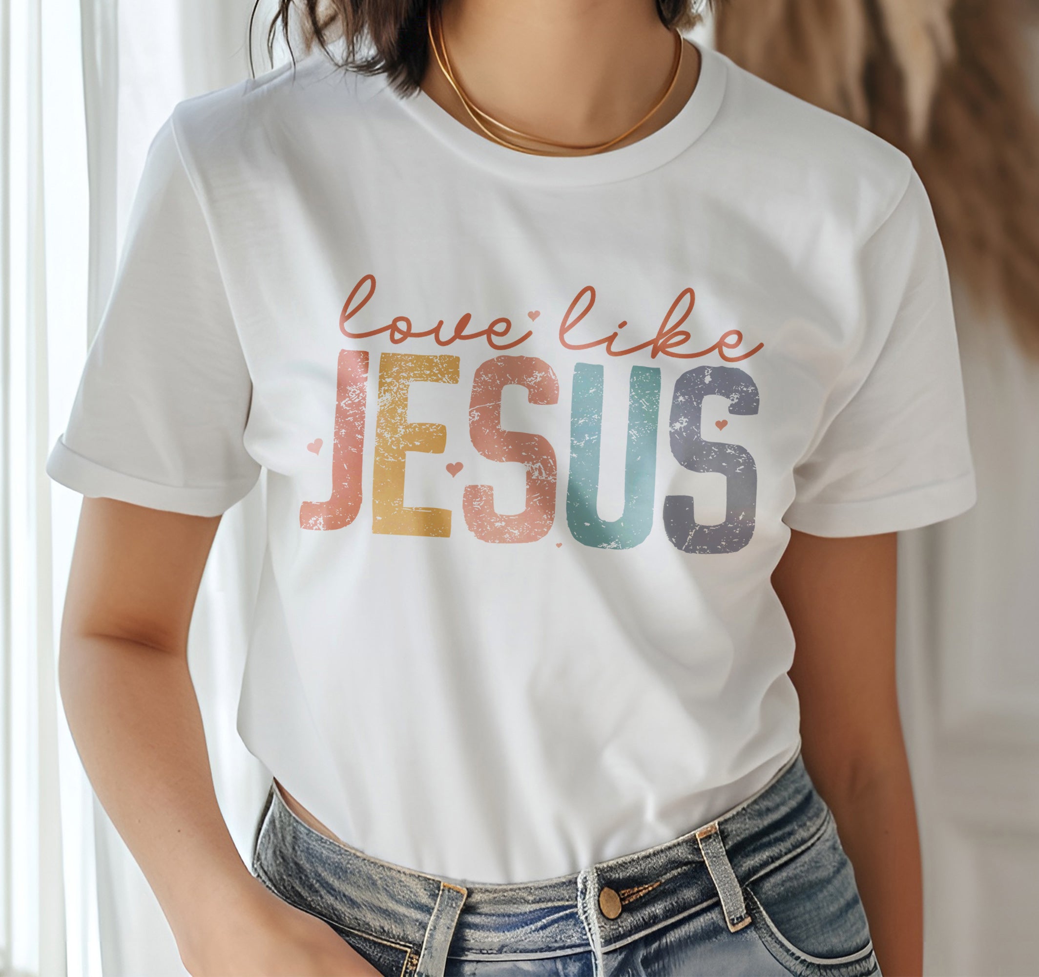 Love Like Jesus Retro Distressed Boho DTF Transfer, Ready to Press DTF531