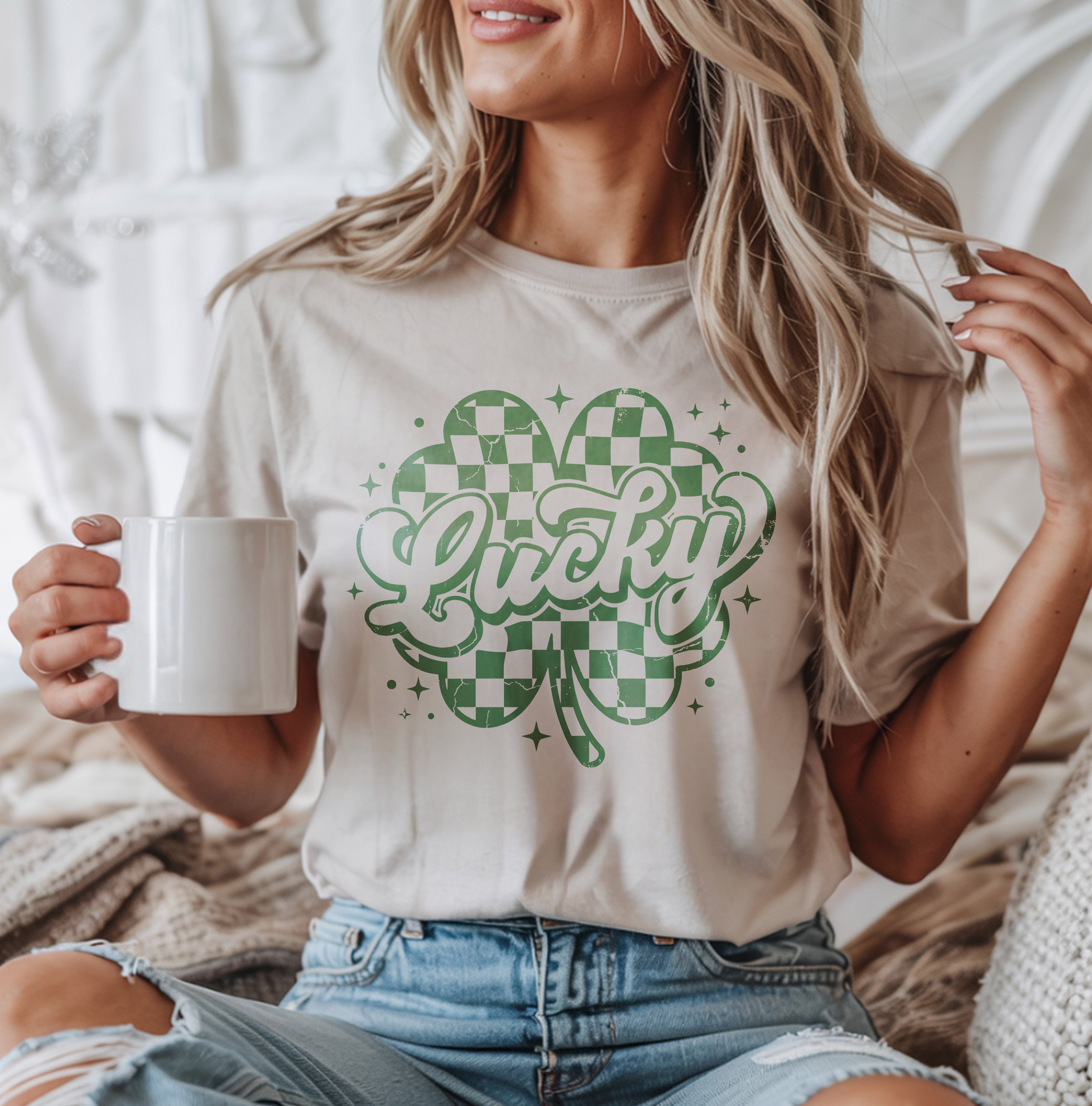 Lucky Shamrock Checker DTF Transfer, Ready to Press DTF656
