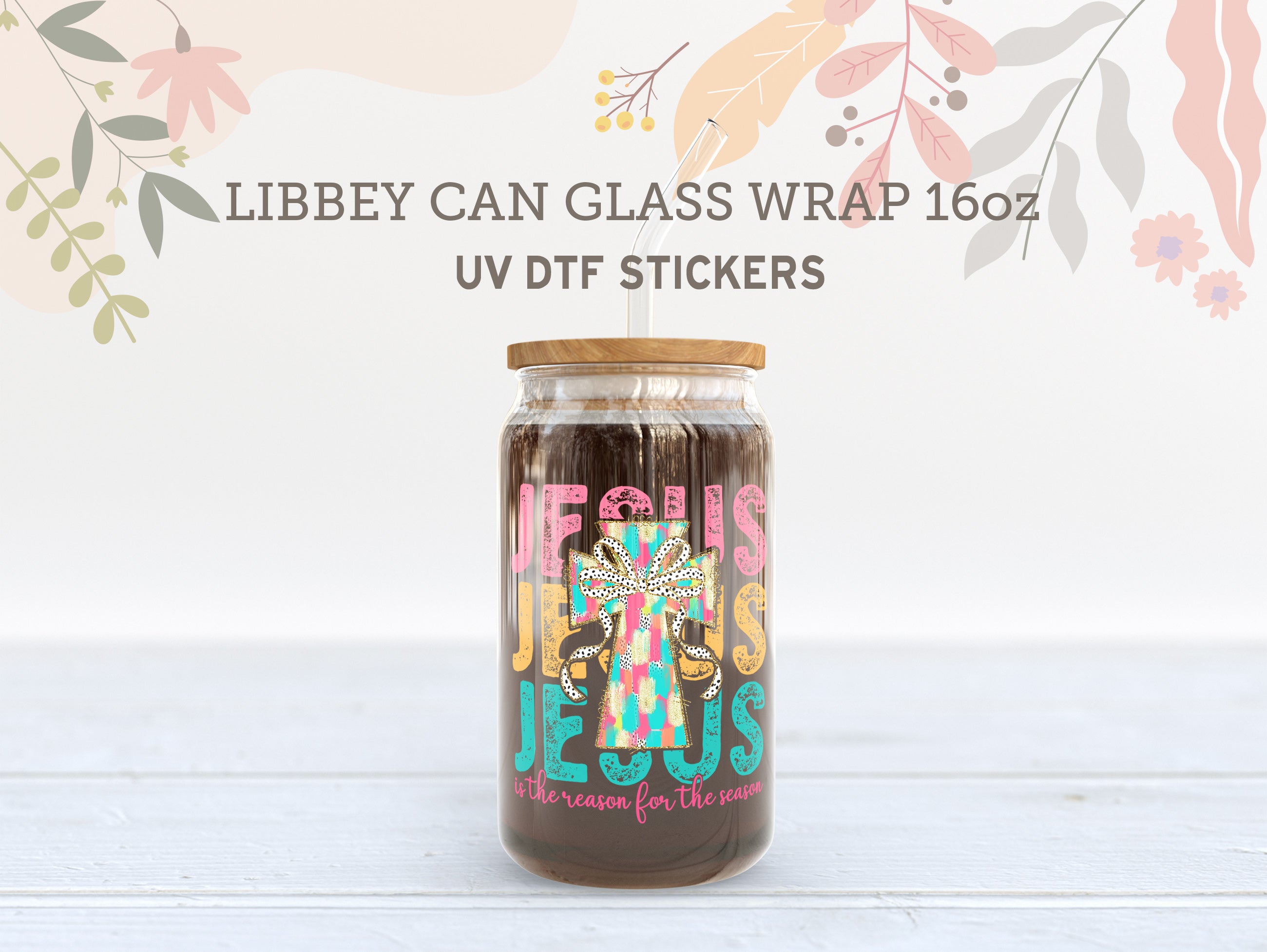 Easter Christian UV DTF Wraps for 16oz Libbey Glass | He Is Risen Set UV097