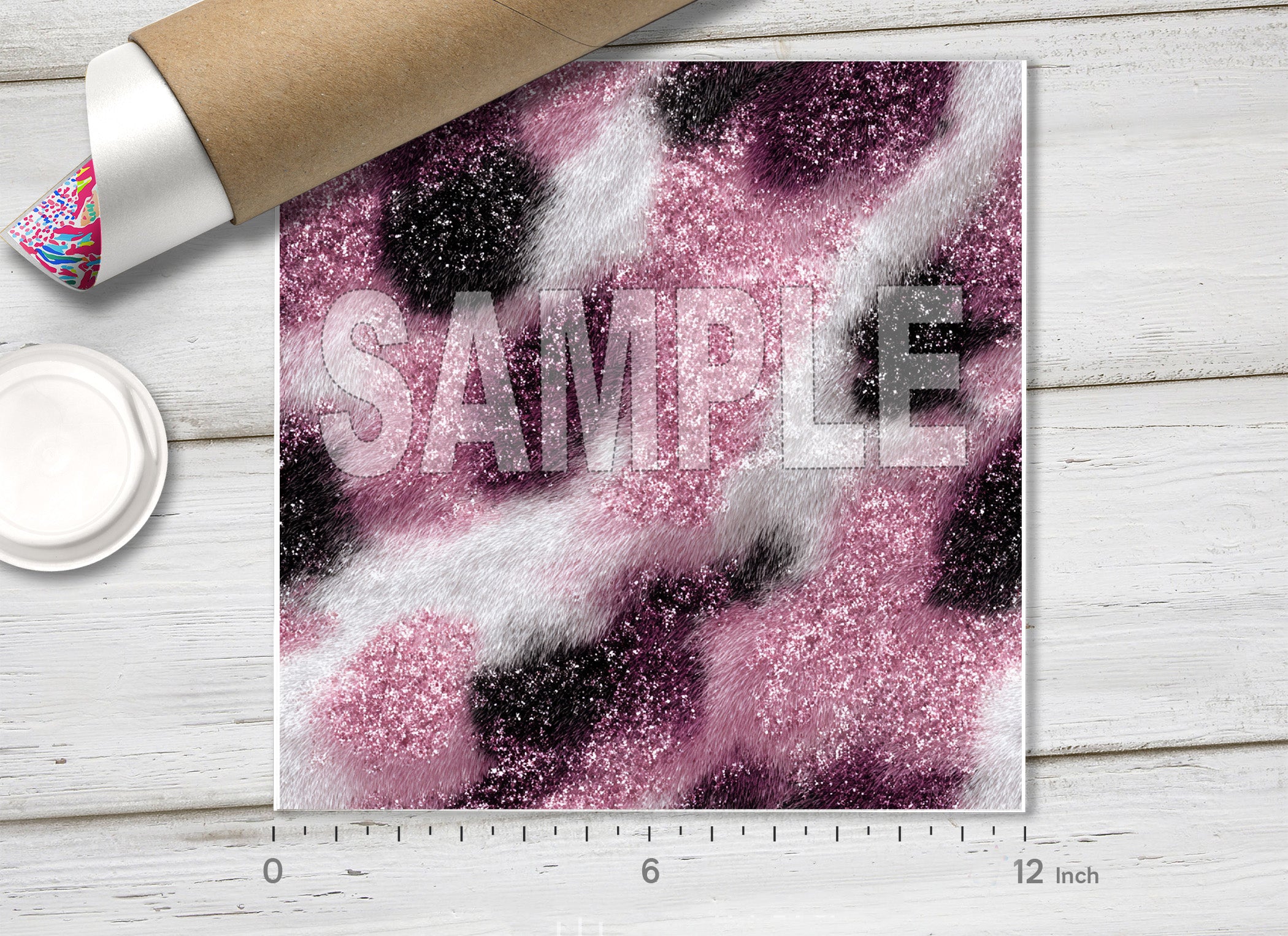 Pink Glitter Cow Print HTV 1729